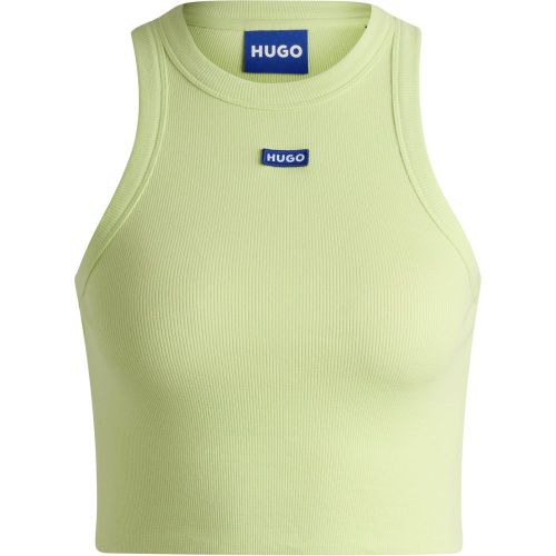 Débardeur en coton stretch avec badge logoté - HUGO - Modalova