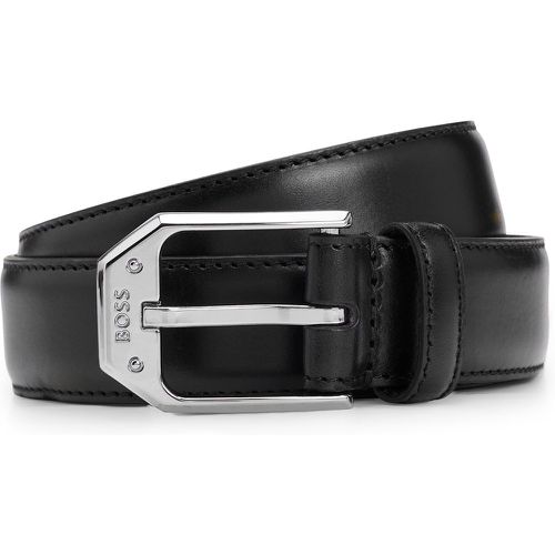 Ceinture en cuir de buffle avec boucle logo et garniture argentée - Boss - Modalova