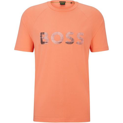 T-shirt Regular en coton stretch avec logo de la saison - Boss - Modalova