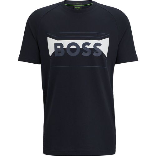 T-shirt Regular Fit en coton mélangé avec logo artistique - Boss - Modalova
