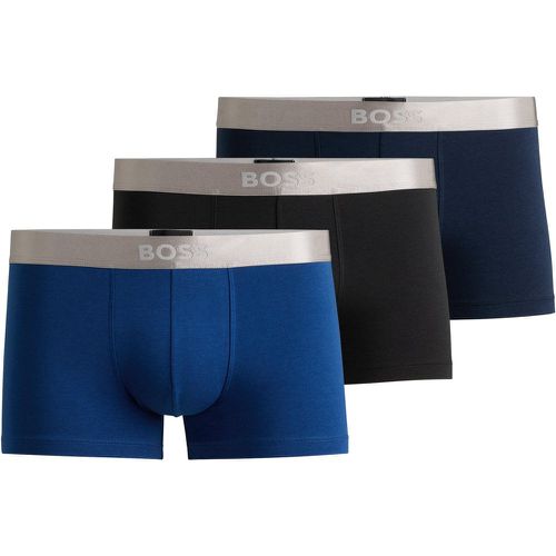 Lot de trois boxers courts en coton mélangé avec taille logotée - Boss - Modalova