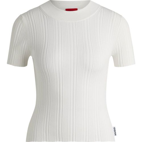 Pull à col montant en maille côtelée irrégulière - HUGO - Modalova