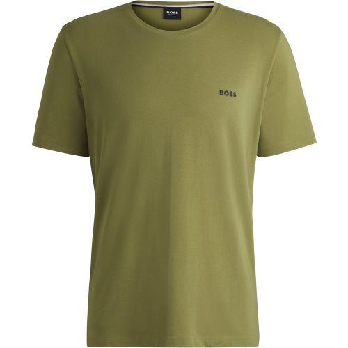 T-shirt en coton stretch à logo brodé - Boss - Modalova