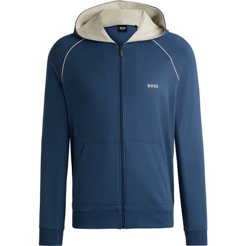 Sweat à capuche zippé en coton stretch avec logo brodé - Boss - Modalova
