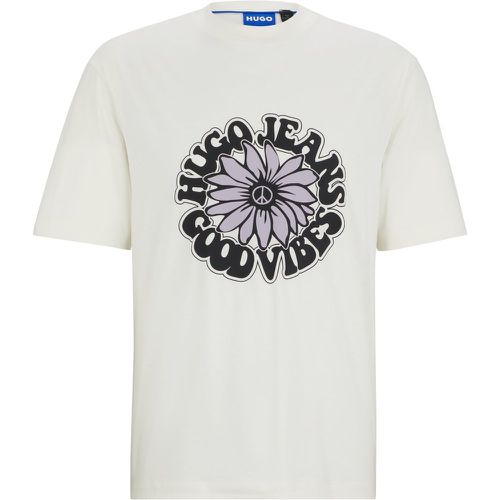 T-shirt en jersey de coton à motif artistique rétro - HUGO - Modalova