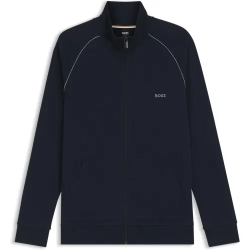 Veste zippée en coton stretch avec logo brodé - Boss - Modalova