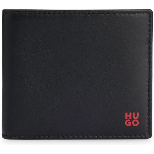 Portefeuille en cuir nappa avec logo revisité et poche pour la monnaie - HUGO - Modalova