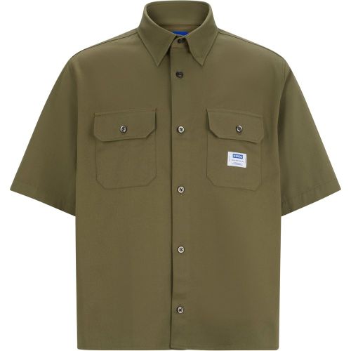 Chemise Oversize en twill de coton avec patch logoté - HUGO - Modalova