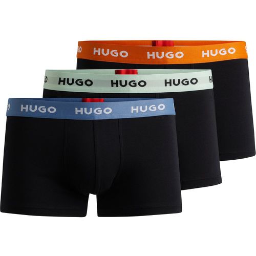 Lot de trois boxers courts en coton stretch avec taille logotée - HUGO - Modalova