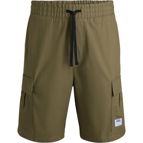 Short en coton structuré avec cordon de serrage et patch logo - HUGO - Modalova