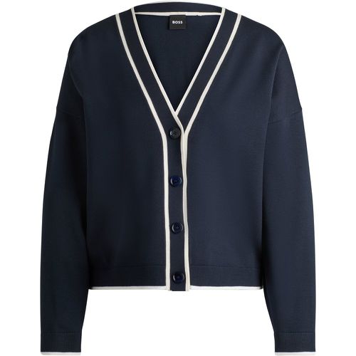 Cardigan à col V en tissu stretch avec fermeture boutonnée - Boss - Modalova