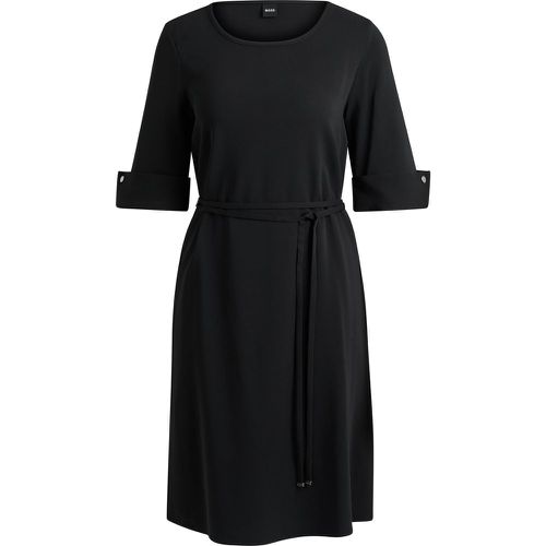 Robe en tissu stretch à manches courtes avec ceinture à nouer - Boss - Modalova