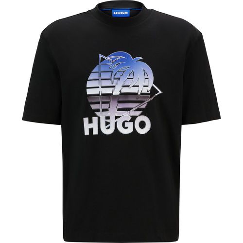 T-shirt en jersey de coton à motif logoté - HUGO - Modalova
