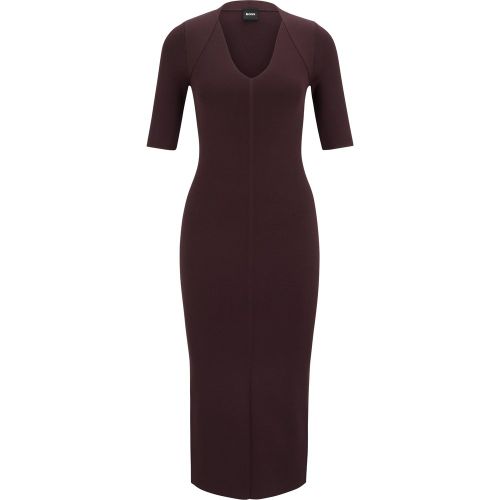 Robe en maille à col V et manches courtes - Boss - Modalova