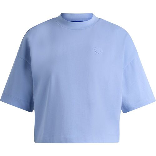 T-shirt court en jersey de coton avec badge logoté - HUGO - Modalova