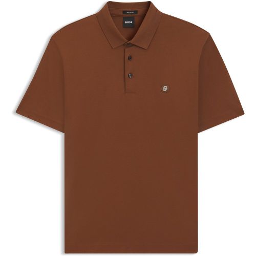 Polo en coton mercerisé à double monogramme - Boss - Modalova