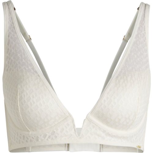 Soutien-gorge triangle en dentelle monogrammée avec garniture métallique - Boss - Modalova