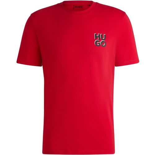 T-shirt en jersey de coton avec logo revisité imprimé - HUGO - Modalova