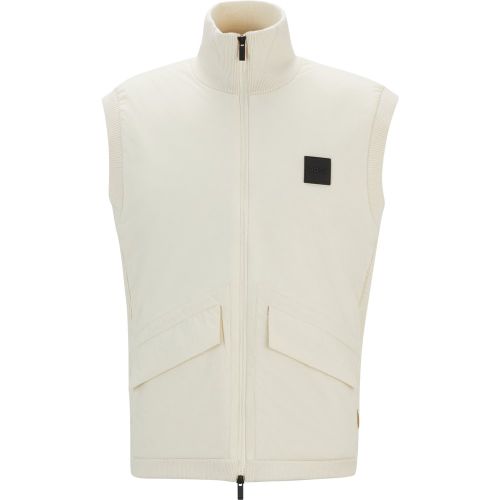 Veste matelassée en mélange de matières avec badge logoté - Boss - Modalova