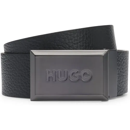 Ceinture réversible en cuir italien avec boucle plate - HUGO - Modalova