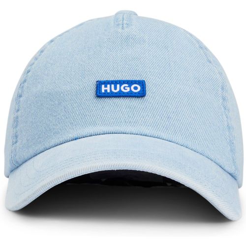 Casquette en denim lavé avec logo bleu - HUGO - Modalova