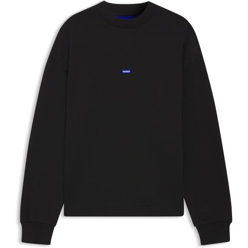 Sweat en molleton de coton avec écusson logoté bleu - HUGO - Modalova