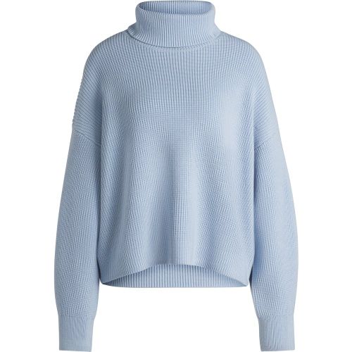 Pull à col roulé en laine côtelée - Boss - Modalova