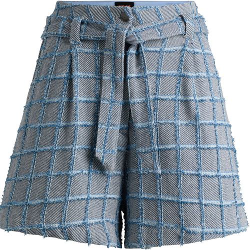 Short en tweed de coton mélangé à carreaux denim - Boss - Modalova