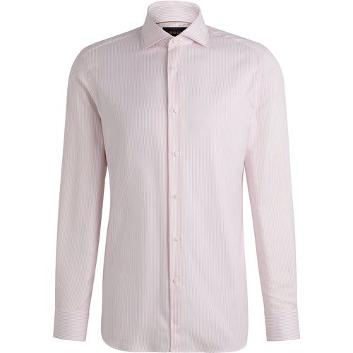 Chemise Slim en coton à rayures et col italien - Boss - Modalova