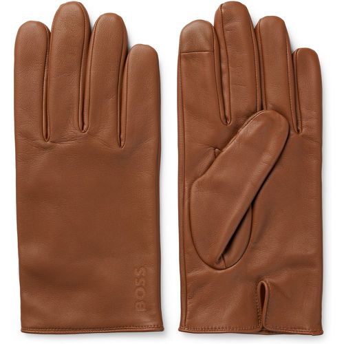 Gants en cuir grainé avec doublure intégrale et logo gravé au laser - Boss - Modalova