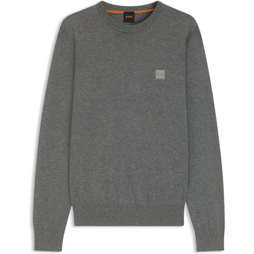 Pull en coton et cachemire avec étiquette logotée - Boss - Modalova