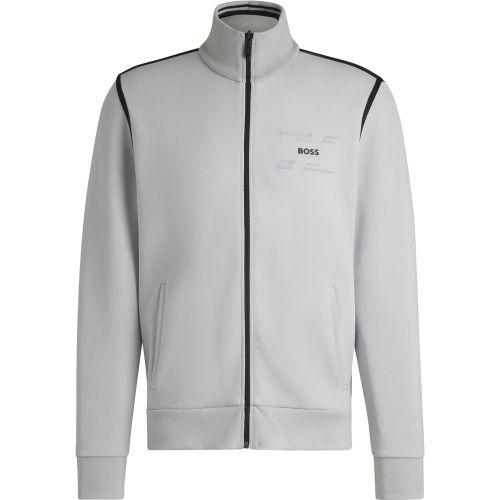 Sweat zippé en coton mélangé à logo artistique - Boss - Modalova