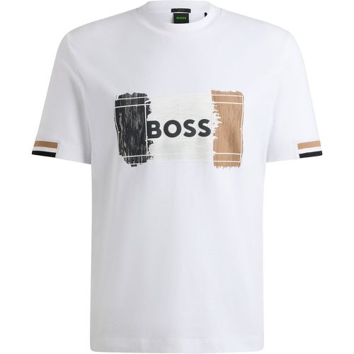 T-shirt en jersey de coton avec motif artistique emblématique - Boss - Modalova
