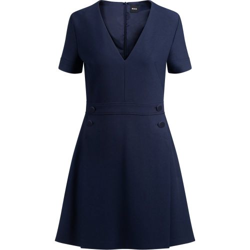 Robe habillée très ajustée à col V et boutons ton sur ton - Boss - Modalova