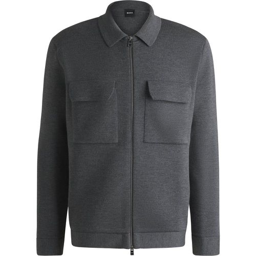 Cardigan Regular zippé en laine vierge - Boss - Modalova