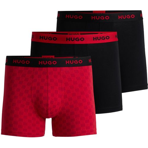 Lot de trois boxers longs en coton stretch avec logos - HUGO - Modalova