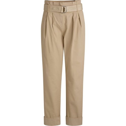 Pantalon en twill de coton stretch à taille haute plissée - Boss - Modalova