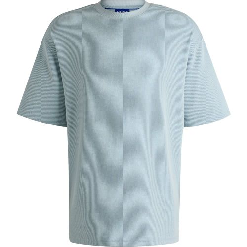 T-shirt en jersey de coton avec patch logoté bleu - HUGO - Modalova