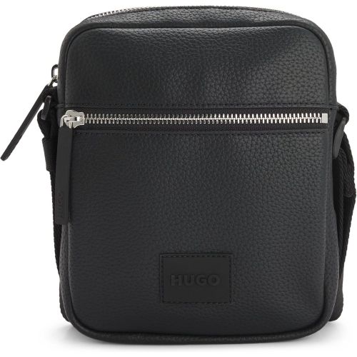 Sac reporter en similicuir grainé avec patch logoté en gomme - HUGO - Modalova