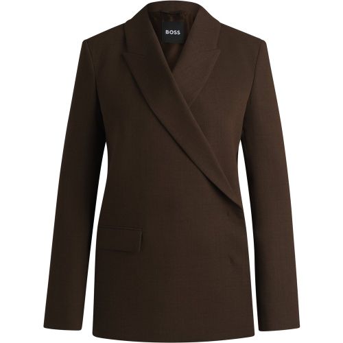 Veste cache-cœur en crêpe de laine vierge chiné - Boss - Modalova