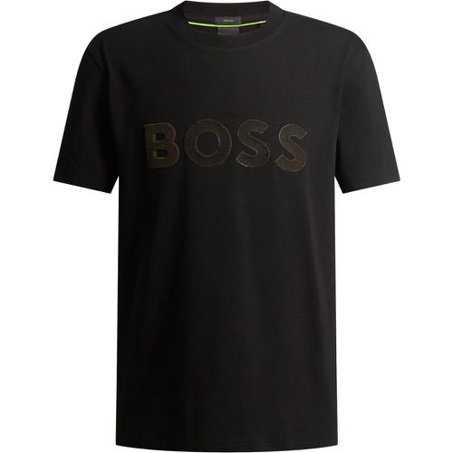 T-shirt en coton stretch avec grand logo - Boss - Modalova