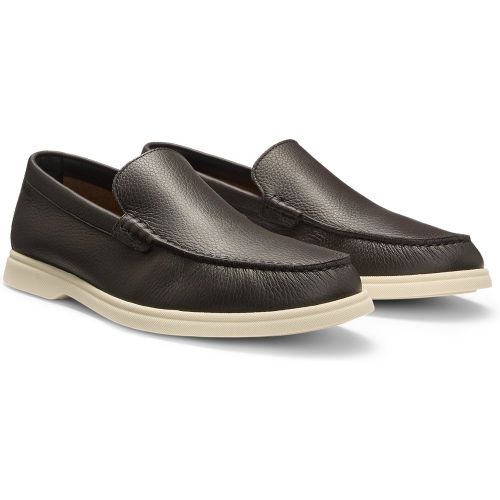 Mocassins en cuir foulonné avec logo - Boss - Modalova