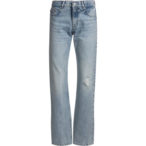 Jean coupe droite en denim bleu à détails usés - HUGO - Modalova
