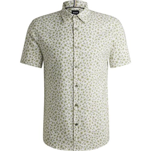 Chemise Slim en lin stretch avec imprimé à fleurs - Boss - Modalova