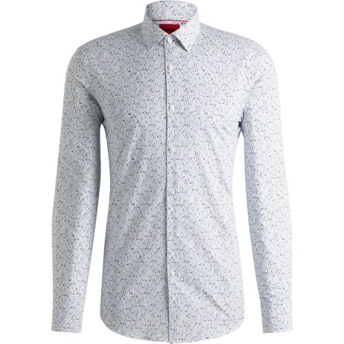 Chemise slim fit en popeline de coton imprimée - HUGO - Modalova