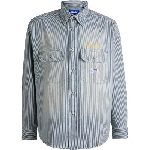 Chemise Oversize en denim lavé à rayures - HUGO - Modalova