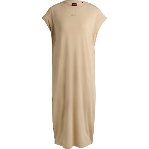 Robe en coton mélangé à logo manuscrit - Boss - Modalova