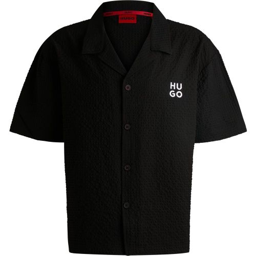 Chemise Regular en tissu gaufré avec logo brodé - HUGO - Modalova