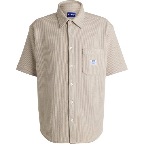 Chemise à manches courtes en coton mélangé à la structure gaufrée - HUGO - Modalova