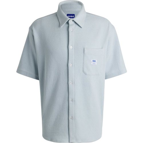 Chemise à manches courtes en coton mélangé à la structure gaufrée - HUGO - Modalova